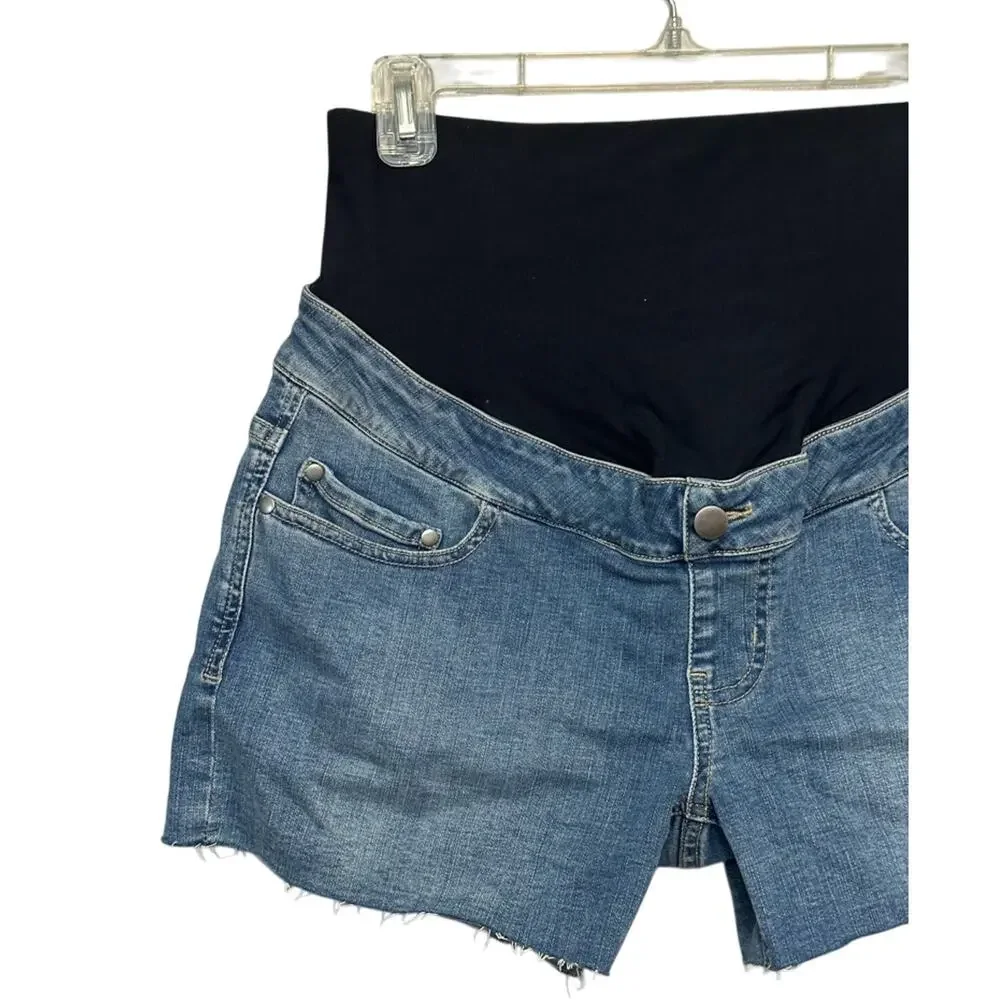 Angel Maternity Jean Shorts Pull On Elastic Stretch Jorts Denim Blue XS NWOT
